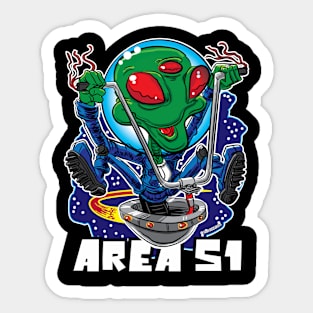 Area 51 Alien UFO with Handlebars Sticker